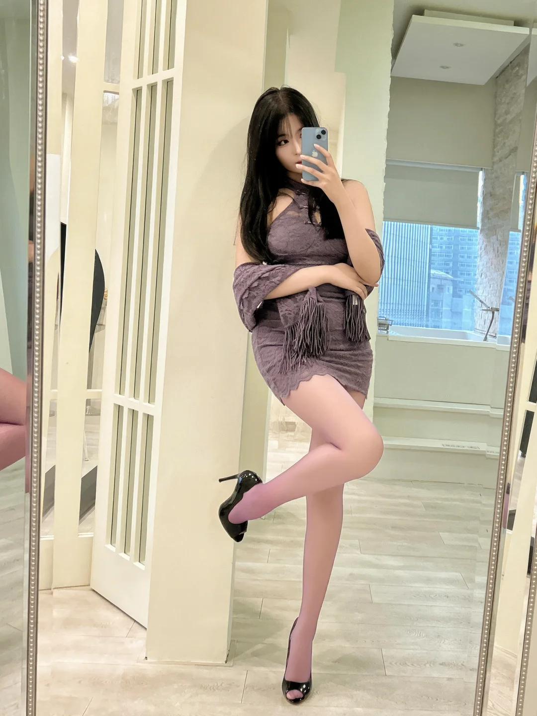 轩萧学姐 - No.079 紫色旗袍红丝 [74P,1V-499MB] tg@simisebaisi 【丝足阁】069.webp